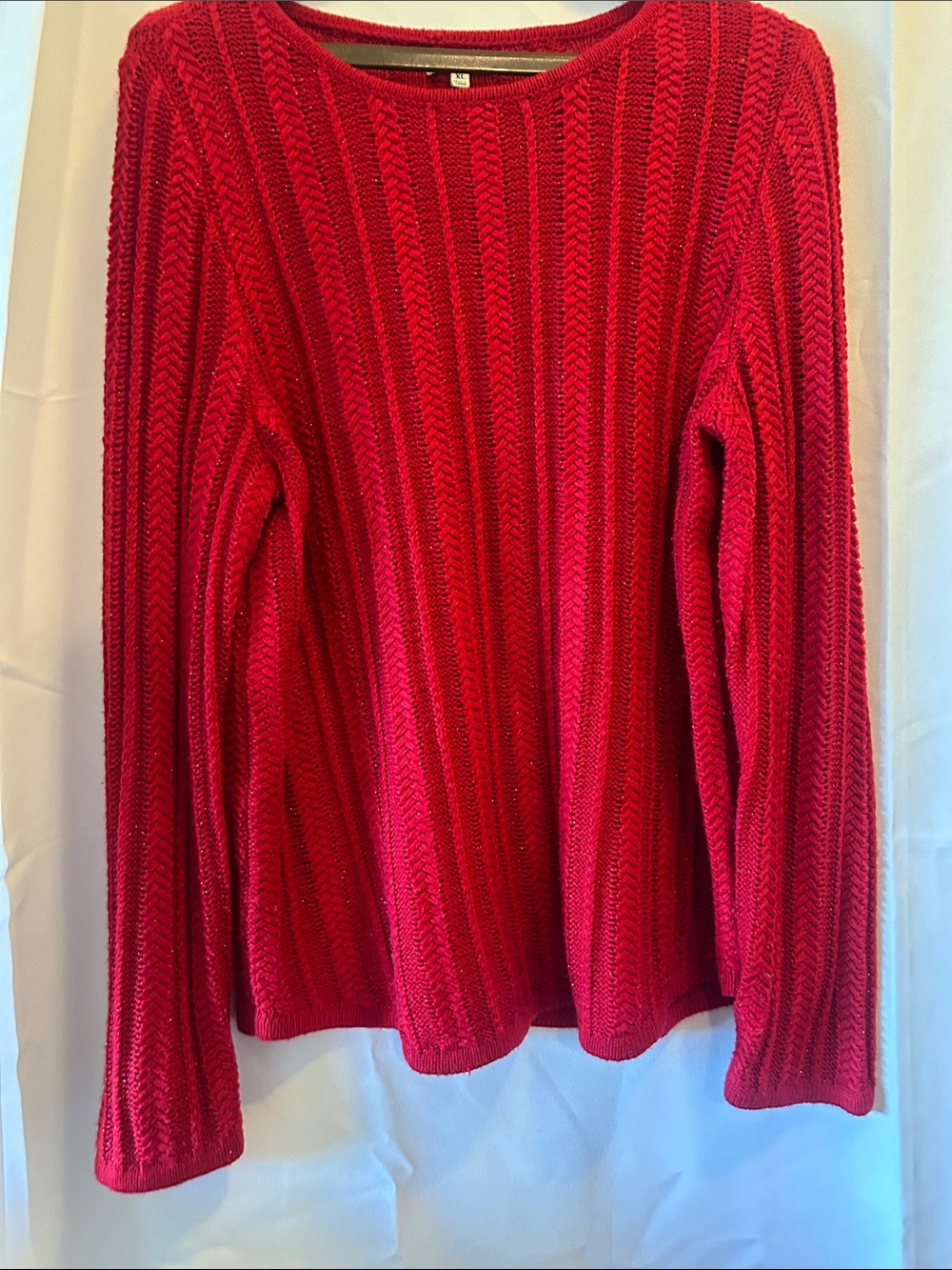 croft & barrow Red Textured Knit Crewneck Sweater